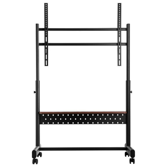 Heavy-Duty Universal TV Stand Cart for 55-100 Inch Screens Adjustable Height, Mobile Base, Media Tray, Supports up to 205lbs