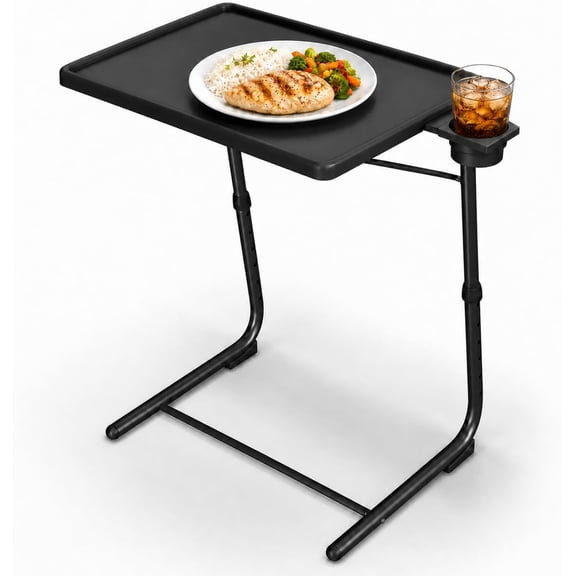 Adjustable TV Tray Table - 6 Height & 3 Tilt Angle Settings | Multifunctional Foldable Tray Table for Eating Laptop Dinner or Bed Use | Easy to Assemble & Store | Portable Desk