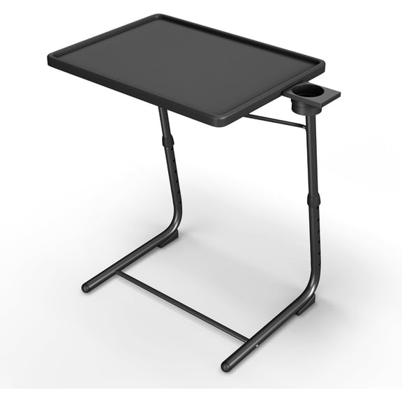 Adjustable TV Tray Table - 6 Height & 3 Tilt Angle Settings | Multifunctional Foldable Tray Table for Eating Laptop Dinner or Bed Use | Easy to Assemble & Store | Portable Desk