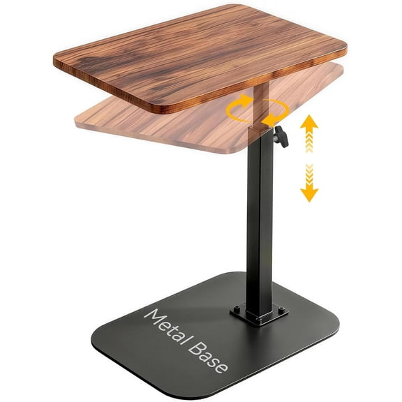 Adjustable TV Tray Table, C-Shaped End Table That Slides Under Couch
