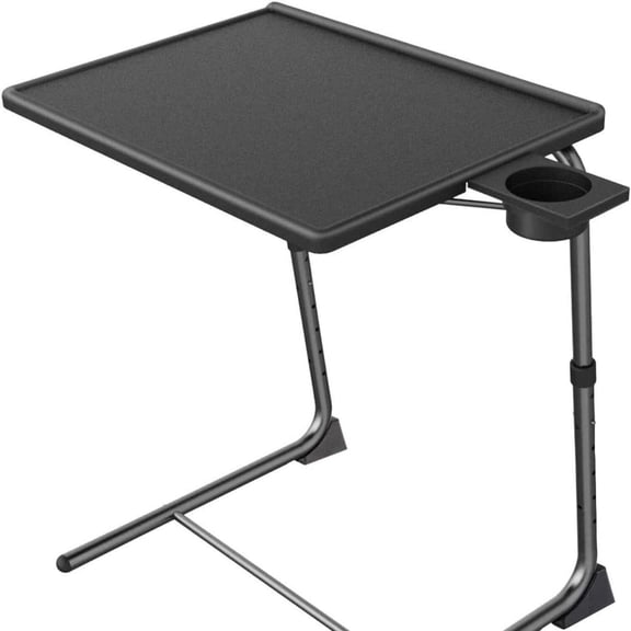Adjustable TV Tray Table - TV Dinner Tray on Bed & Sofa, Comfortable Folding Table with 6 Height & 3 Tilt Angle Adjustments (Black)