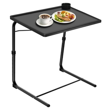 Adjustable TV Tray Table - TV Dinner Tray on Bed & Sofa, Comfortable Folding Table with 6 Height & 3 Tilt Angle Adjustments (Black)