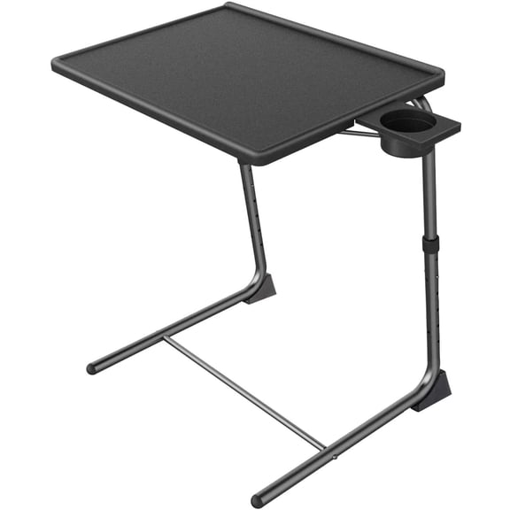 Adjustable TV Tray Table - TV Dinner Tray on Bed & Sofa Comfortable Folding Table with 6 Height & 3 Tilt Angle Adjustments (Black)