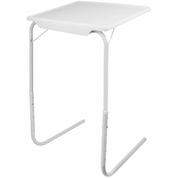 Adjustable TV Tray Table, White TV Dinner Tray on Bed & Sofa, Folding Laptop Table with Height & Tilt Angle Adjustments, Portable Comfortable TV Table with Wheels$$Furniture
