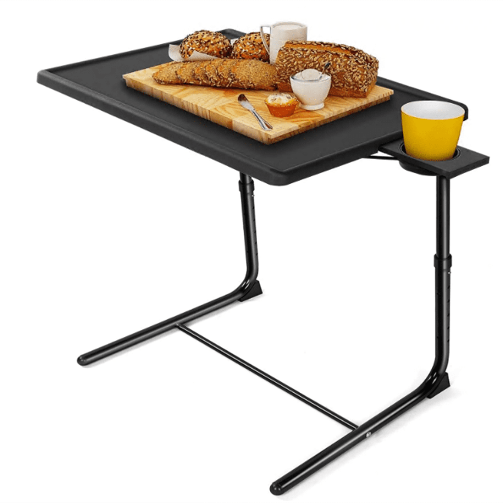 CHITOOMA Adjustable Folding TV Tray with 6 Heights and 3 Tilt Angles Black
