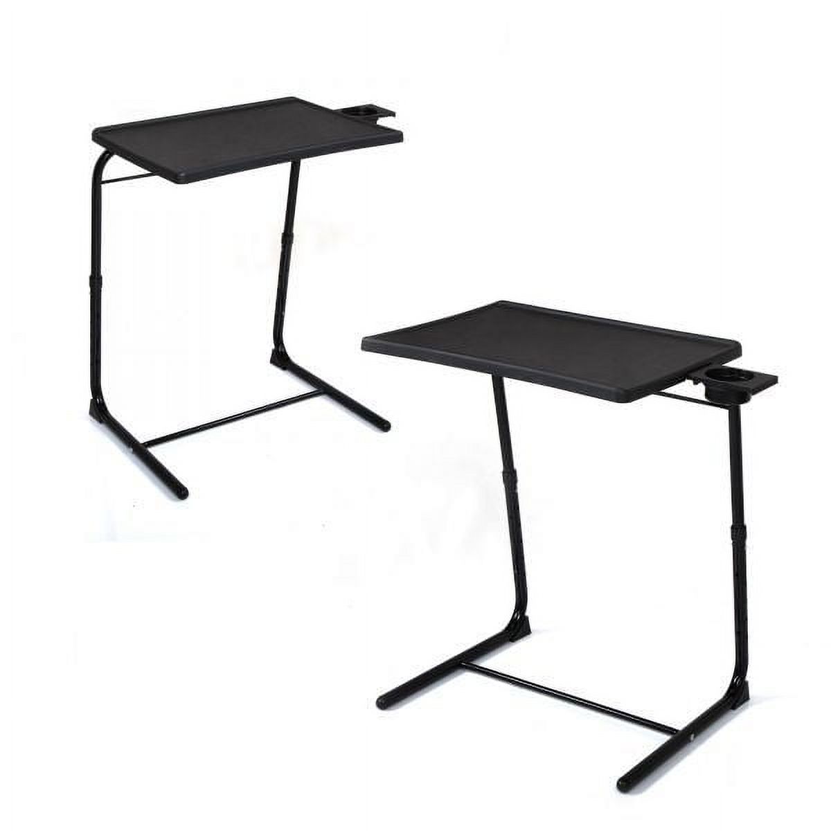 Adjustable TV Tray Table with Cup Holder, Folding TV Dinner Table with