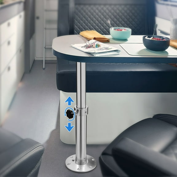 Adjustable Table Leg, 7.8x27.5in Aluminum Alloy, 55lbs Load, High Stability with 7in Base, Easy Screw-In for RV, Camper, Home, Workshop