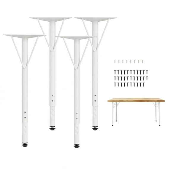 Adjustable Table Legs 19-30 Inch, Heavy Duty Steel Furniture Legs with Zero Wobble Triangular Support Plate for DIY Desk, Workbench, Office & Kitchen Island (Black, Set of 4)