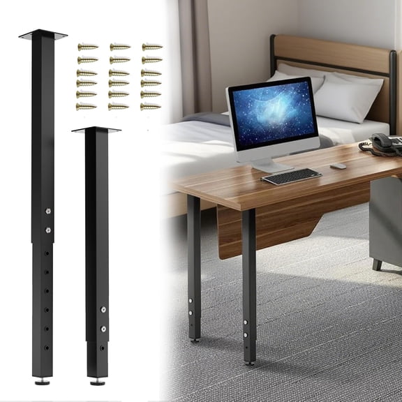 Adjustable Table Legs 24-40", Heavy Duty Workbench Legs, Black, 4 | Square Steel DIY Furniture Support, Fits Adjustable Desk Legs and Table Legs Multi Position Height