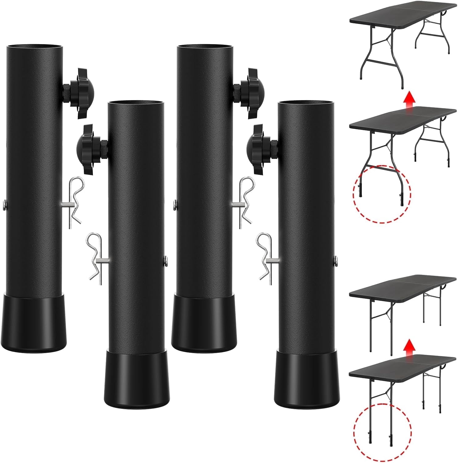 Farafox Adjustable Table Risers, 4 Pack Leg Extenders for Straight/Bent Legs, 2 Adjustable Levels Furniture Leg Lifts for Dining, Desk, Bar Stool
