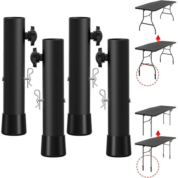  Farafox Adjustable Table Risers, 4 Pack Leg Extenders for Straight/Bent Legs, 2 Adjustable Levels Furniture Leg Lifts for Dining, Desk, Bar Stool