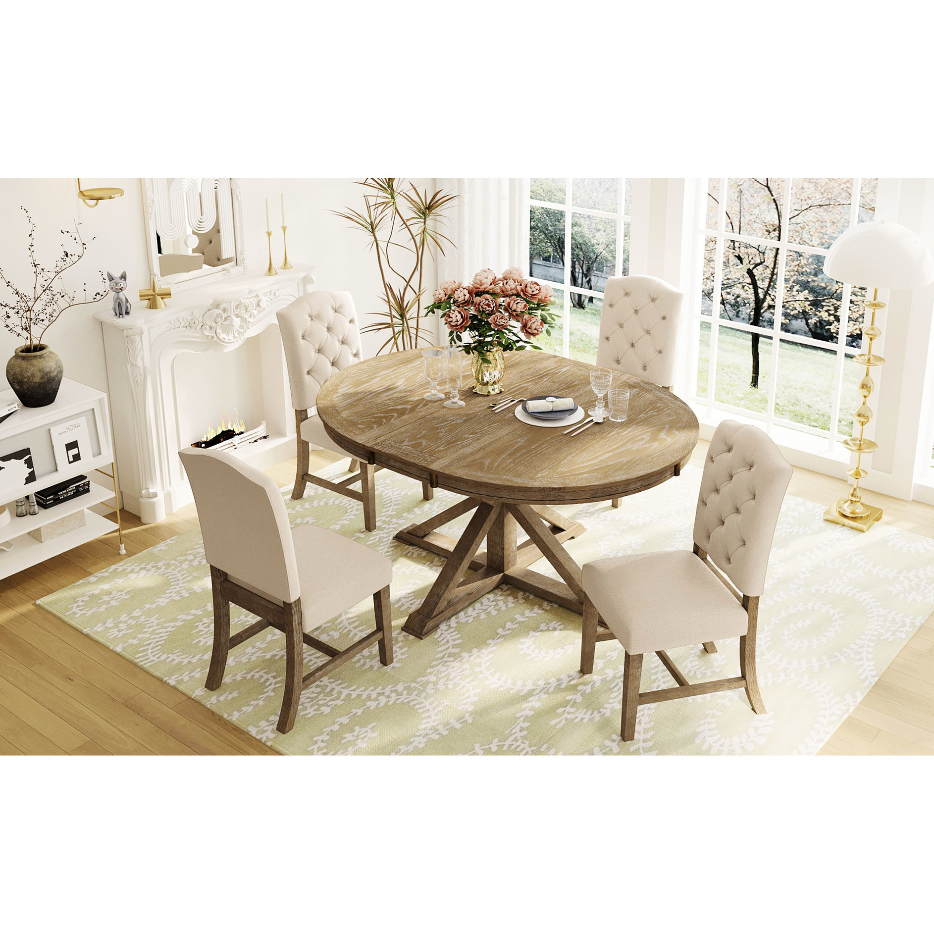 Adjustable Table Size+Movable Leaf”-“Varying Guest Numbers+Flexible ...