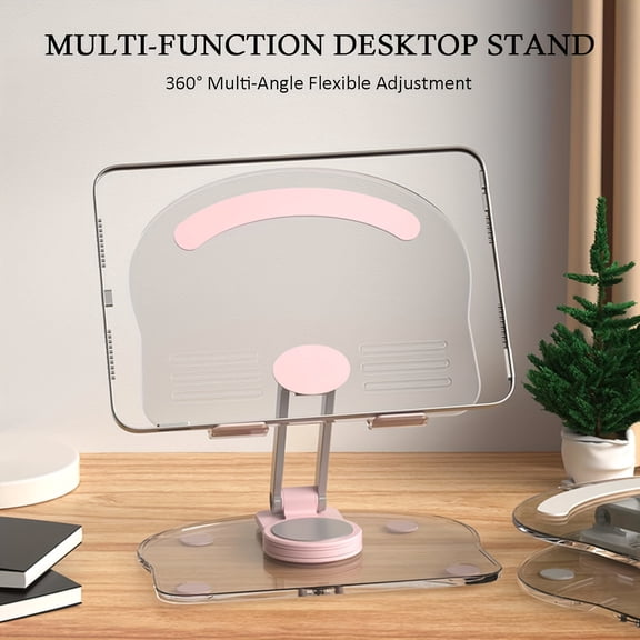 [Adjustable Tablet Stand] Adjustable Foldable 360 Degree Rotating Mobile Tablet Stand | Multi-Angle, Non-Slip Silicone Base, Portable iPad Stand for Desk