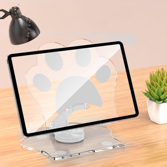 Adjustable Tablet Stand for Desk, Rotating and Foldable Holder for Phone and Tablet, Stable Desktop Organizer for Work and Video Calls(White)