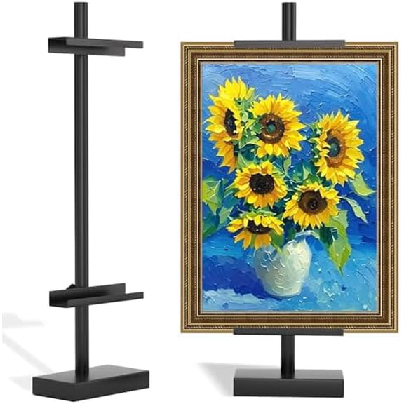 Adjustable Tabletop Easel Stand, Picture Easels for Display Up to 29" H, Metal Picture Frame Holder Stand Table for Art, Photo (Black)