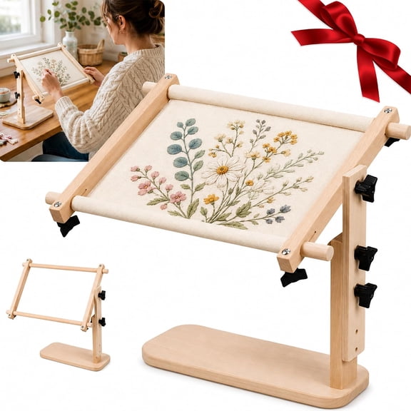 Adjustable Tabletop Embroidery Stand – Cross Stitch Frame Holder, Needlework Table Lap Hands-Free Stand +Split Rail Scroll Frame, Ergonomic Tapestry Cross Stitch Embroidery Frame Holder