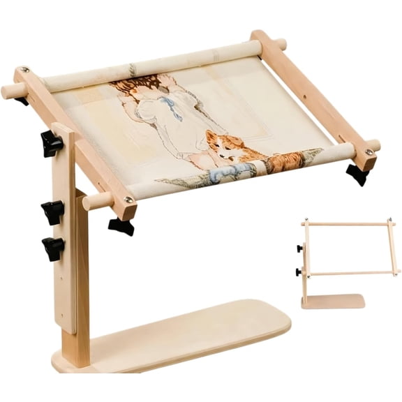 Adjustable Tabletop Embroidery Standm, Hands-Free Needlework Stand with Adjustable Tilt, Adjustable Solid Wood Desktop Stand – Hands-Free, Portable, Space-Saving