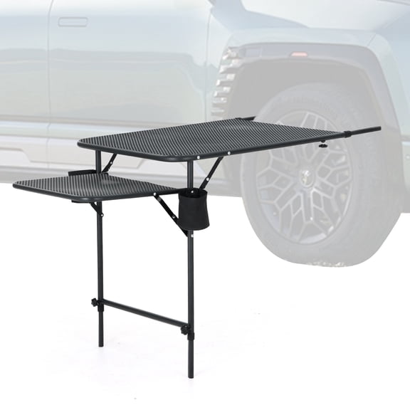 Adjustable Tailgate Table & Vehicle Desk  Lightweight Portable Car Camping Table with Extendable Height & Length for Overlanding Gear, Outdoor Work, and Camping