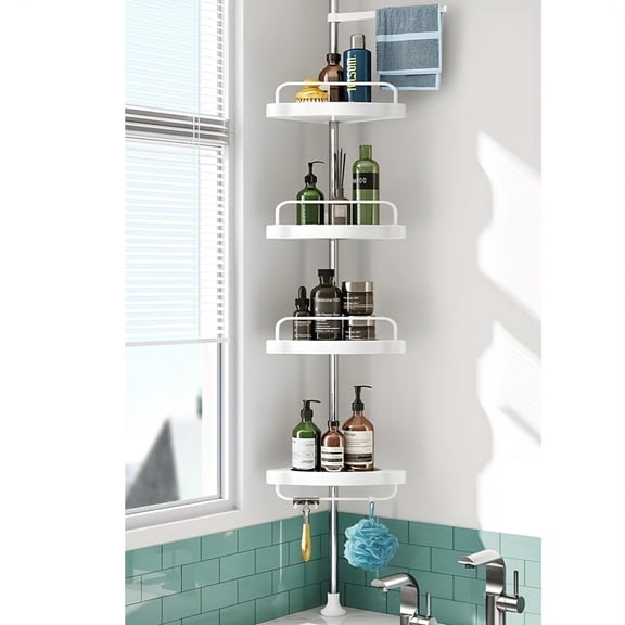 Adjustable Tall Corner Storage Rack - Triangle Shelves for Shower, Versatile Bathroom & Kitchen Organizer, Space-Saving Freestanding Unit