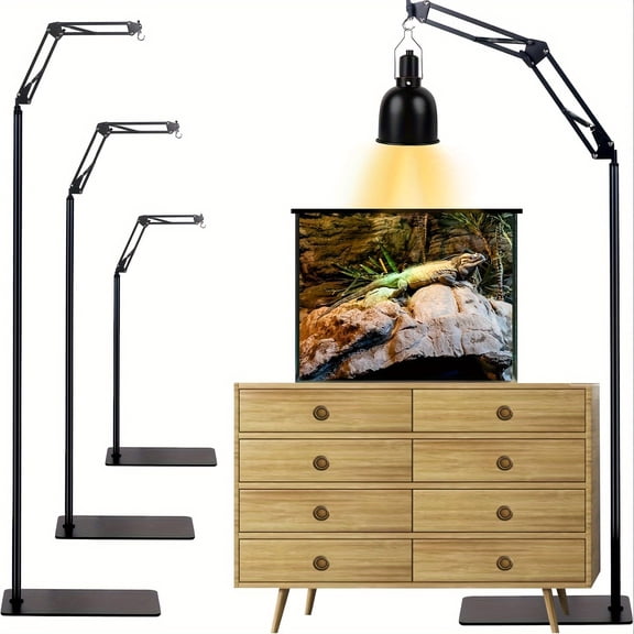 Adjustable Tall Reptile Heat Lamp Fixture with 360 Swing Arm & Lamp Stand - Heavy-Duty Reptile Light for Lizards, Snakes, /Tortoises - Compatible for Reptile Tanks & Heat Lamps