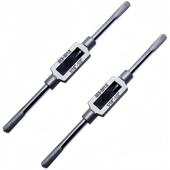 Adjustable Tap Handle, Small Tap Wrench M1-M6 Metric, 0-1/4" Capacity, Mini Stainless Steel Hand Tapping Tool for Precision Work, Silver Tone