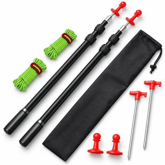 Adjustable Tarp Poles 2 Pack Heavy Duty Aluminum Alloy Camping Shelter Supports