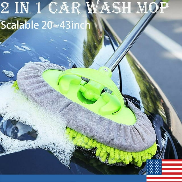 Adjustable Telescopic Car Wash Mop Brush Kit Long Handle Vehicle