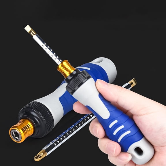 Adjustable Telescopic Dual-Purpose Ratchet Screwdriver Repair Hand Tools Blue