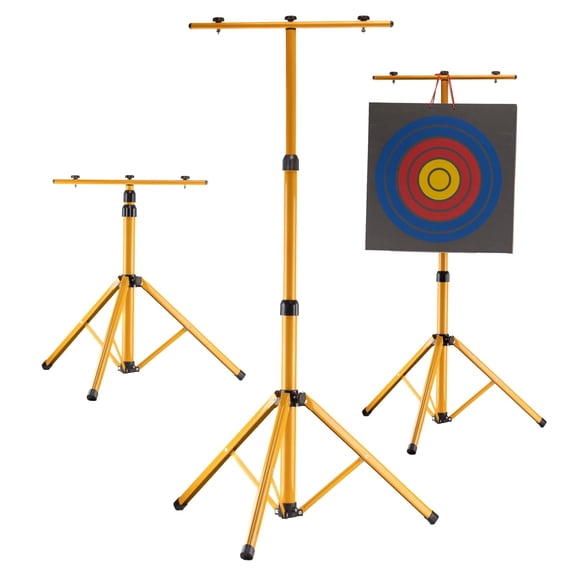 Adjustable Telescopic Metal Yellow Archery Target Stand, Suitable for Various Targets. Backyard Archery Target with Easy Arrow Removal, Durable for Outdoor Shooting Practice.