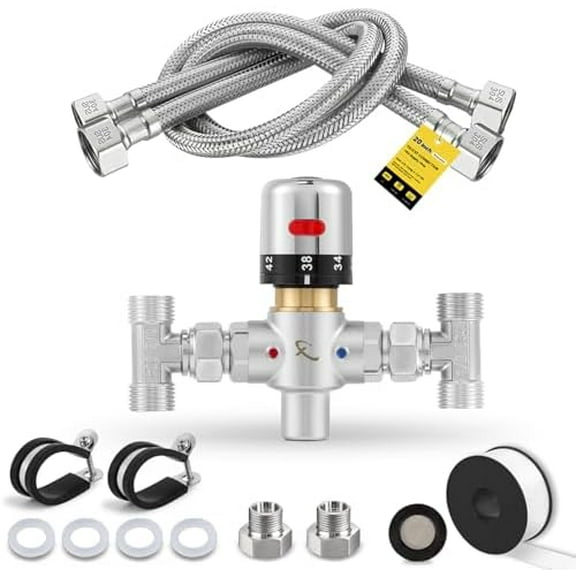 Adjustable Temperature Bypass Sensor Valve Kit for Instant Hot Water Recirculating System Replacement for the Plastic Bridge Valve Compatible With 500800, 500805$$Tools & Hardware Other