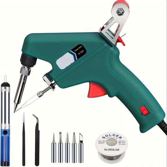 Adjustable Temperature Electric Soldering Iron Gun Kit - Handheld Tweezers + LED Light, Wire Welding Tool for DIY, Hobby & Professional Use (Holiday Gift for Craftsmen)