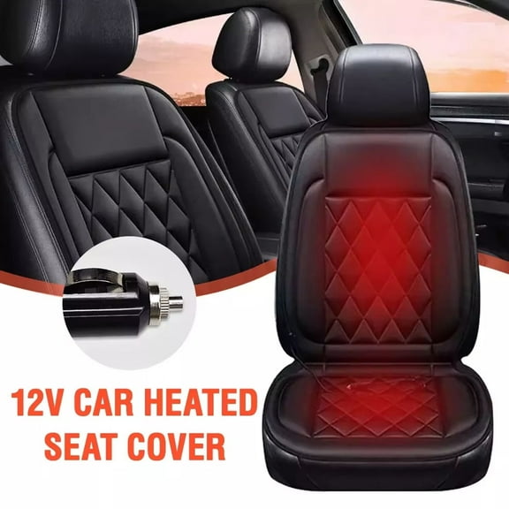 Adjustable Temperature Heated Car Seat Cushion, Ca Seat Cover with Heat,Winter Car Seat Mat,PU Leather Seat Pad for Full Back and Seat,for Driver or Passenger