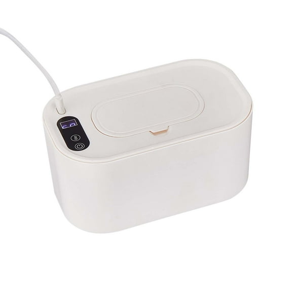 Adjustable Temperature Wipe Warmer & Dispenser USB-Powered, 24h Constant Heating with 5 Temperature Settings & LED Display Wipes Storage Box (White)