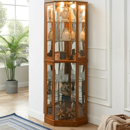 Adjustable Tempered Glass Shelves in Corner Display / Adapt to Different Item Sizes