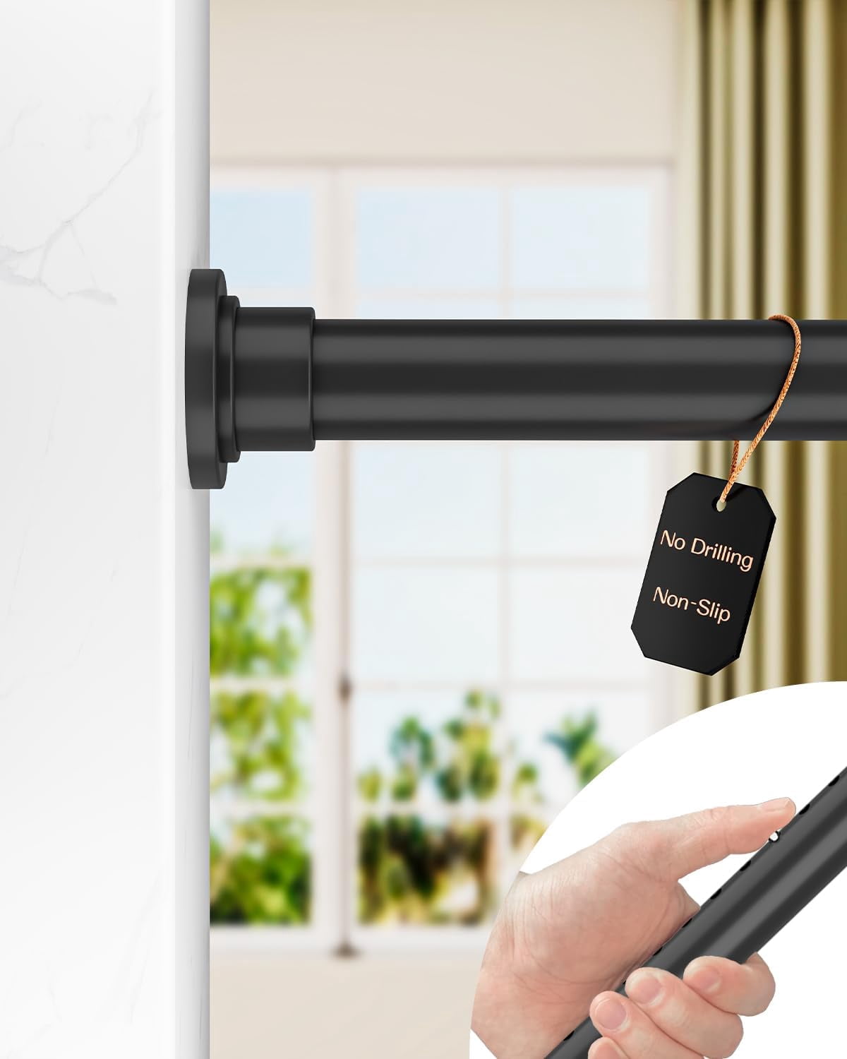 Adjustable Tension Curtain Rod, 42 to 78 Inches, Spring Loaded Curtain
