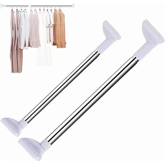 Adjustable Tension Curtain Rod, No Drill Telescoping Shower Rod for Bathroom, Heavy Duty Stainless Steel Clothes Hanging Bar for Closet, Damage-Free Installation for Renters and Home Organization
