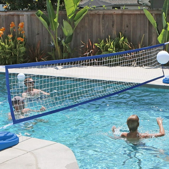 Adjustable Tension Pool Volleyball Net Set for Water Games and Backyard - Portable Sports Equipment with Setup