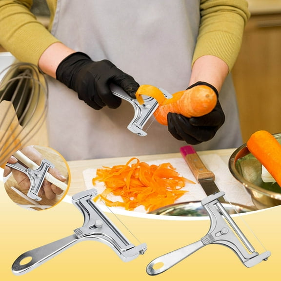 Adjustable Thickness Cheese Slicer with Wire Cutter, Heavy-Duty Aluminum Alloy Cheese Plane with 2 Replacement Wires, 3.5" Wide Cutting Board, Kitchen Tool for Hard and Soft Cheese, Up to 1/4" Slices