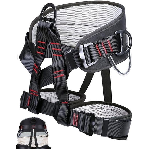 Adjustable Thickness Climbing Harness Half Body Harness with Fall Protection & Waist Safety Belt, for Fire Rescue, Caving, Rock Climbing, Rappelling, Tree Climbing
