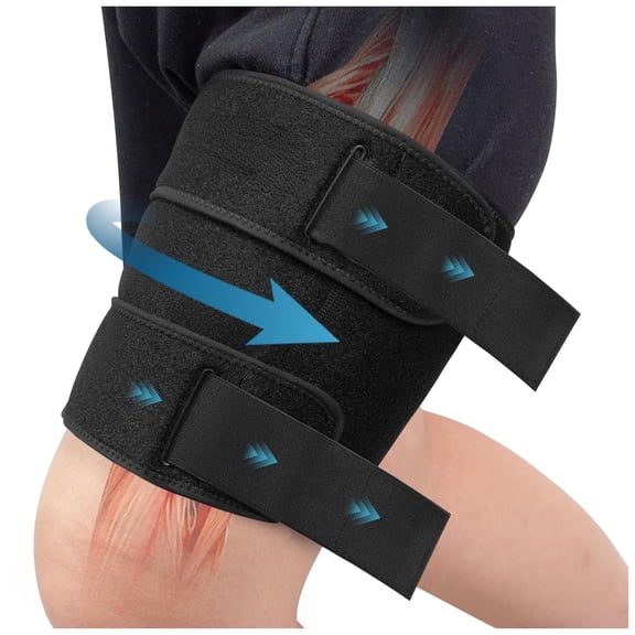 Adjustable Thigh Compression Brace, Breathable Hamstring Support Wrap, Ergonomic Upper Leg Quad Sleeve, Sports Recovery Stabilizer for Men and Women Daily Fitness Pain Relief