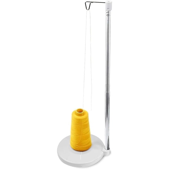 Adjustable Thread Spool Holder White - Adjustable Height Universal Single Cone Thread Stand for Sewing Machine - Heavy Base Embroidery Quilting Serger Sewing Cones Holder (White)