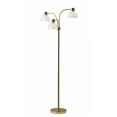 thumbnail image 1 of Adjustable Three Light Floor Lamp in Lustrous Gold Finish With Frosted Inner Shades, 1 of 3