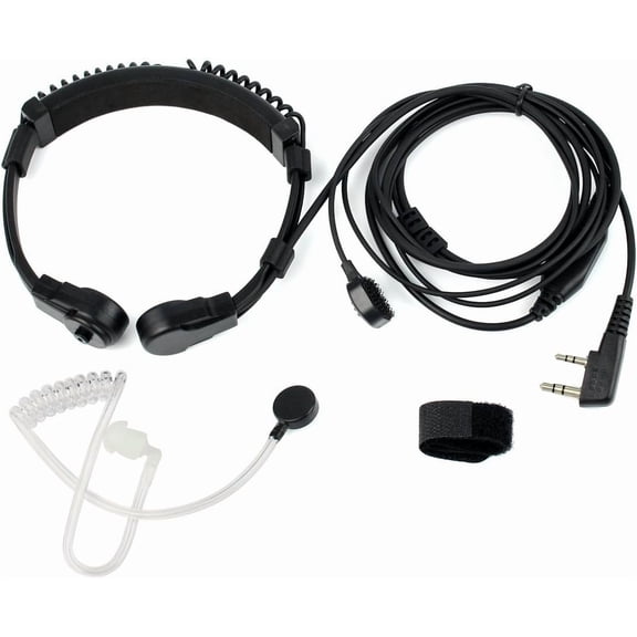 Adjustable Throat Mic Walkie Talkie Earpiece with Mic, Covert Tube, Finger PTT, for UV-5R BF-888S UV-82 F8HP, Compatible with Pxton Baofeng Kenwood Walkie Talkie, 2 Way Radio Headset(1 Pack)