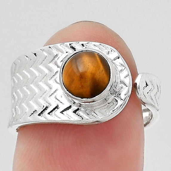 Adjustable - Tiger Eye - Africa 925 Sterling Silver Ring s.7.5 Jewelry R-1381 SDR246946