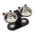 thumbnail image 1 of Adjustable Tilted Wooden Cat Bowl Stand Raised 2 Bowl Pet Feeder Stainless Steel Bowls Easy Clean Non Slip For Indoor Cats Dogs Pet Supplies 16.85x6.29x5.9in (Beige), 1 of 6