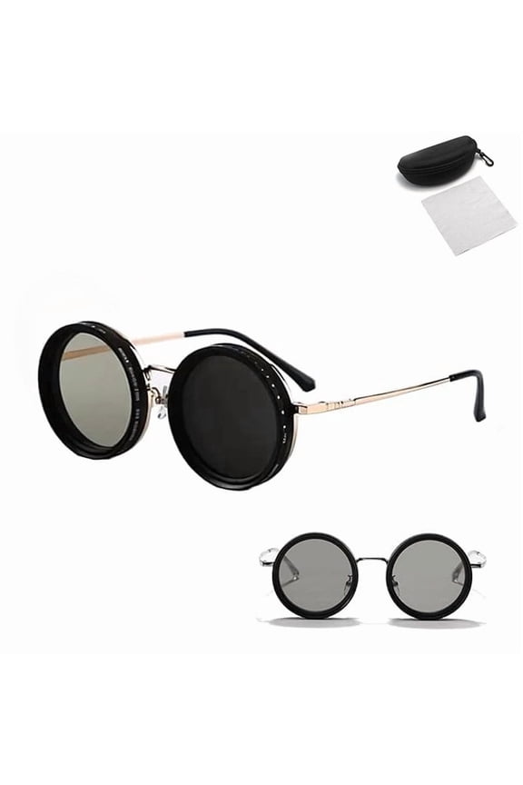 Adjustable Tint Polarized Round Sunglasses, 1-9 Gears Adjustable Photochromic Sunglasses with Built-in ND Filter