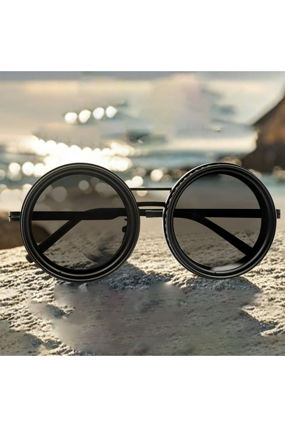 Adjustable Tint Polarized Round Sunglasses for Men Women,UV Protection,Classic Retro Beach Shades for Fishing,Driving Outdoor Activities,Lightweight Shatterproof Eyewear with Lens Technology