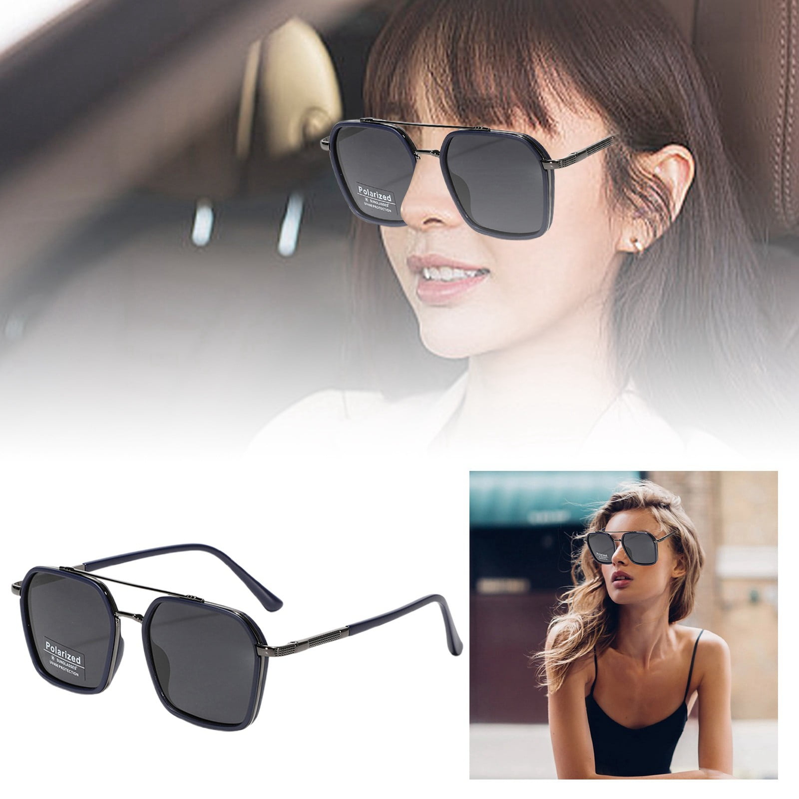 QUAY Hyped Up Sunglasses - Square Lenses, UV Protection, Amethyst & Dark Amethyst For Men & Women