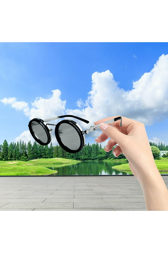 Adjustable Tint Sunglasses for Men - Polarized Round Lenses with 1-9 Gears Manual Control, Built-in ND Filter for Fishing, Beach & Outdoor Activities