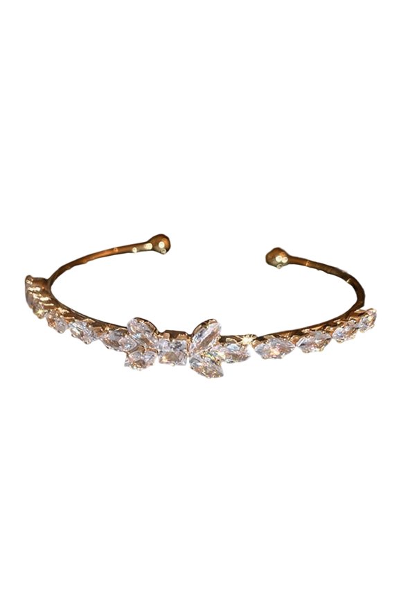 Adjustable Titaniums Steel Zircon Leaf Bracelet For Women Minimalist Jewelry